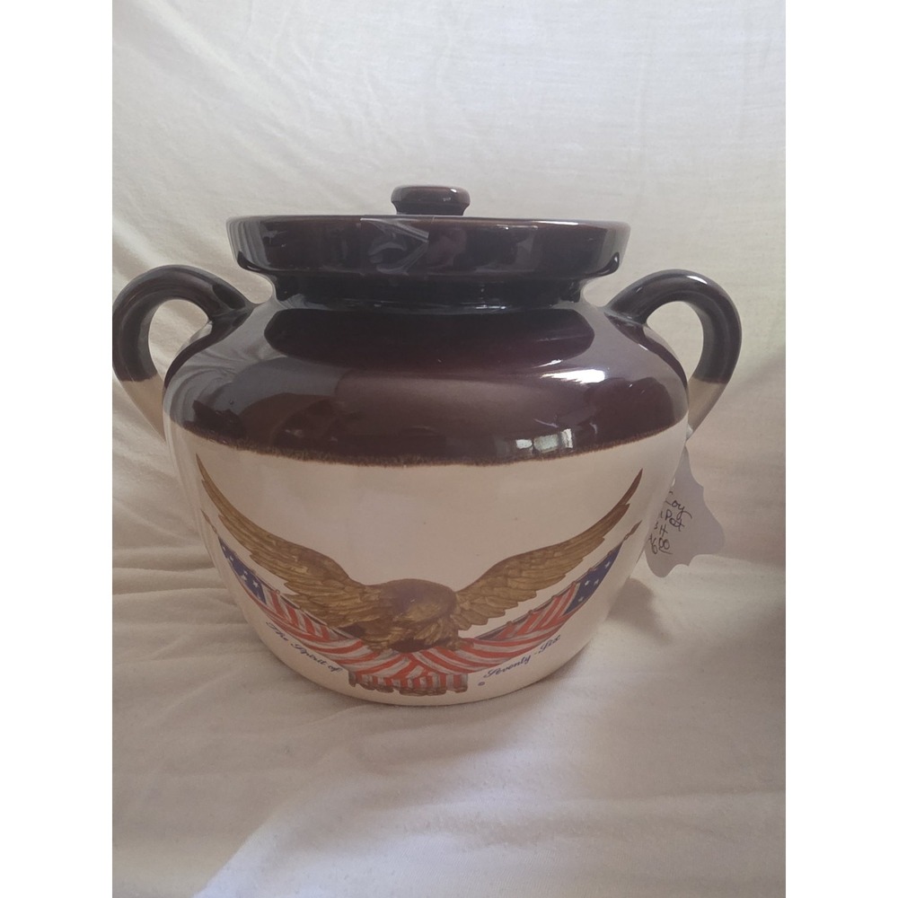 McCoy Pottery The Spirit of Seventy-Six 342 Bicentennial Bean Pot 1976 USA 2.5qt